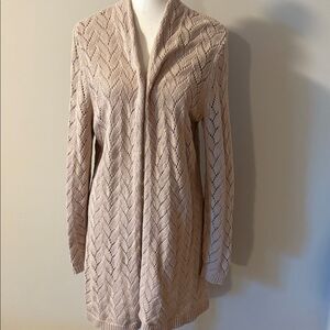 Leo & Nicole Light Tan Knit Sweater Cardigan. Size Large